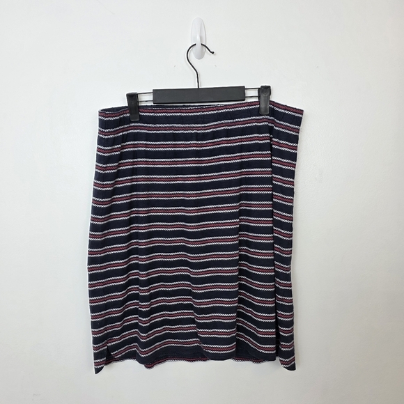 Talbots Navy Red White Striped Elastic Waist Casual Patriotic Mini Skirt Size L - Picture 1 of 5